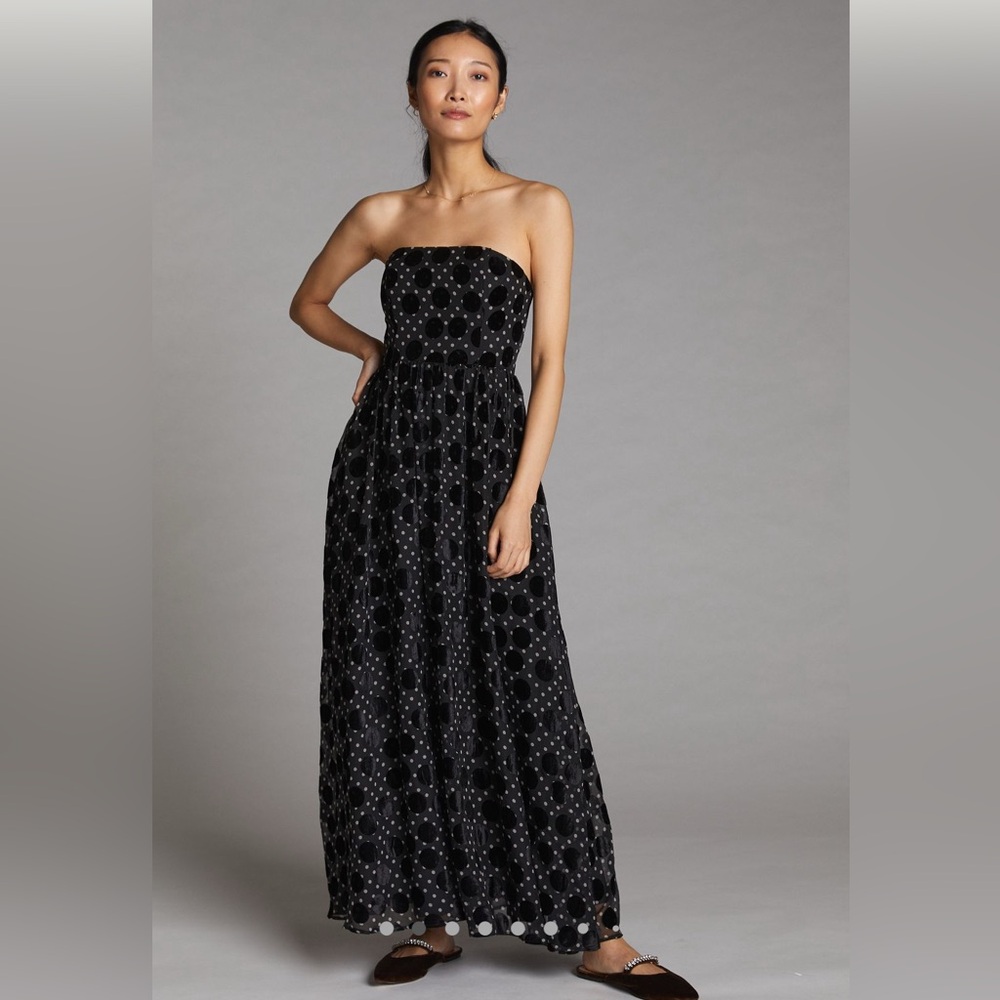 Strapless Elegant Black Polka Dot Dress new with tags size 8